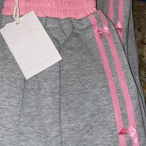 Aelfric Eden Gray Pink Bow Sweatpants Size Large- NWT